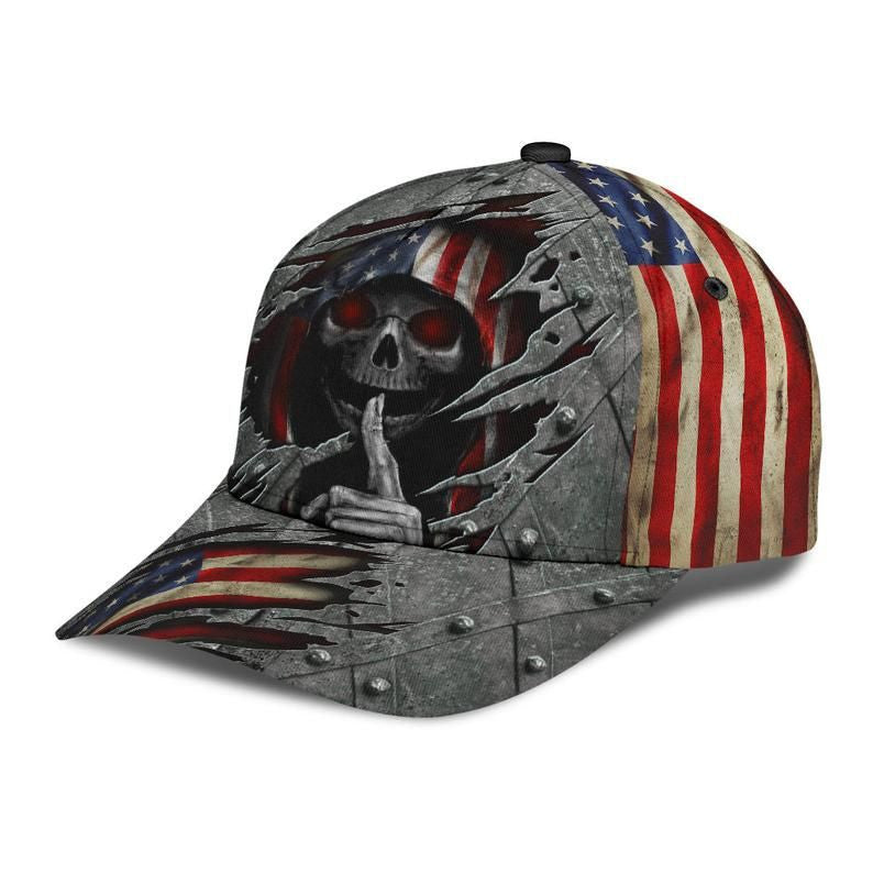 Skull American Flag Hat Classic Cap 3D, Human Cap 3D, Classical Cap, Women And Men Cap Trucker Hats Custom Hats Gifts For Men & Women