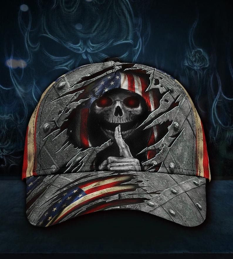 Skull American Flag Hat Classic Cap 3D, Human Cap 3D, Classical Cap, Women And Men Cap Trucker Hats Custom Hats Gifts For Men & Women