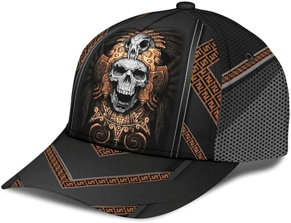 Skull Ancient Greek Pattern Attractive Style Cap 3D Printed, Gift for Expecting Parent Trucker Hats Custom Hats Gifts For Men & Women