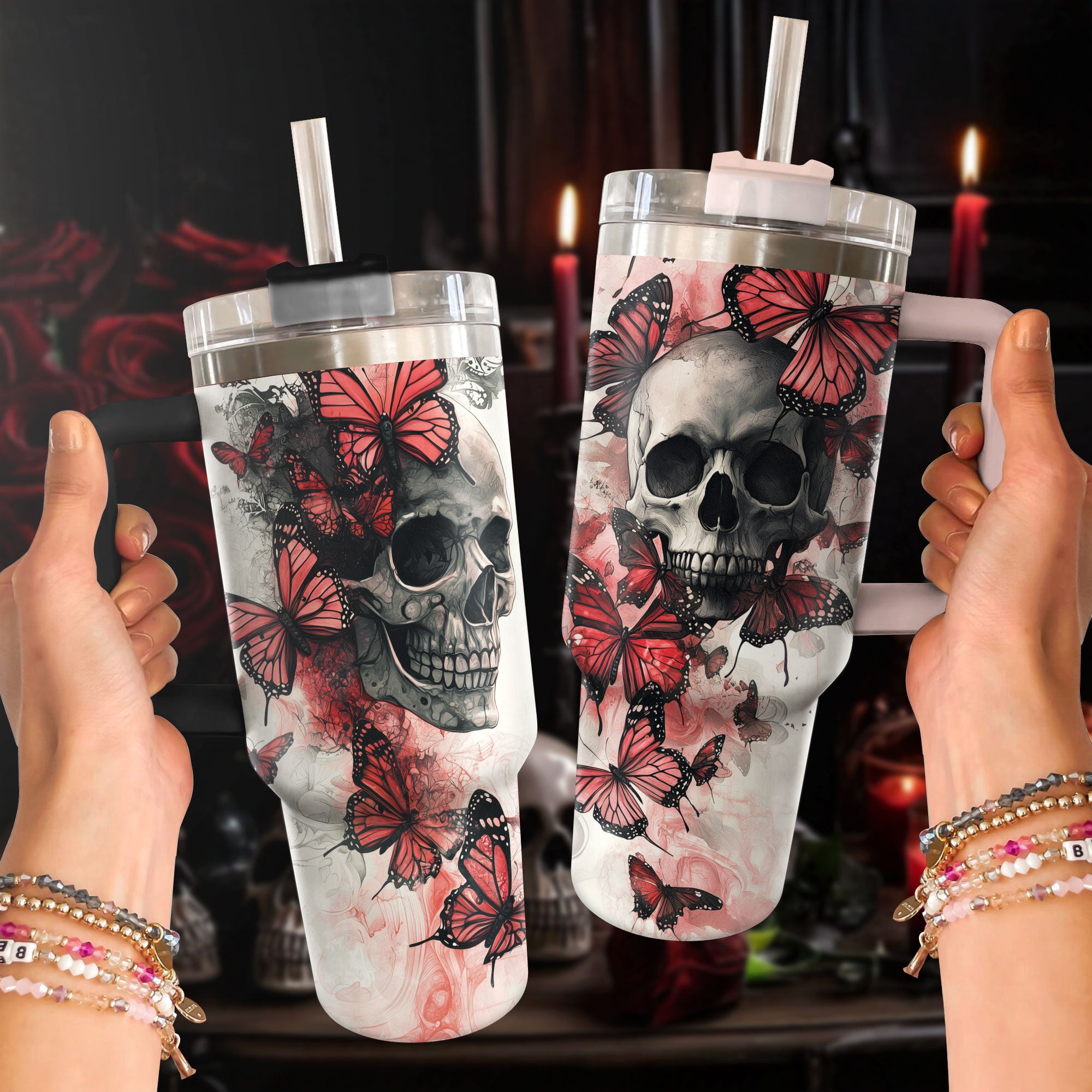 Skull And Butterfly Custom Stanley Cup 40 oz 30 oz Tumbler With HandleTVC2301306 - Image 2