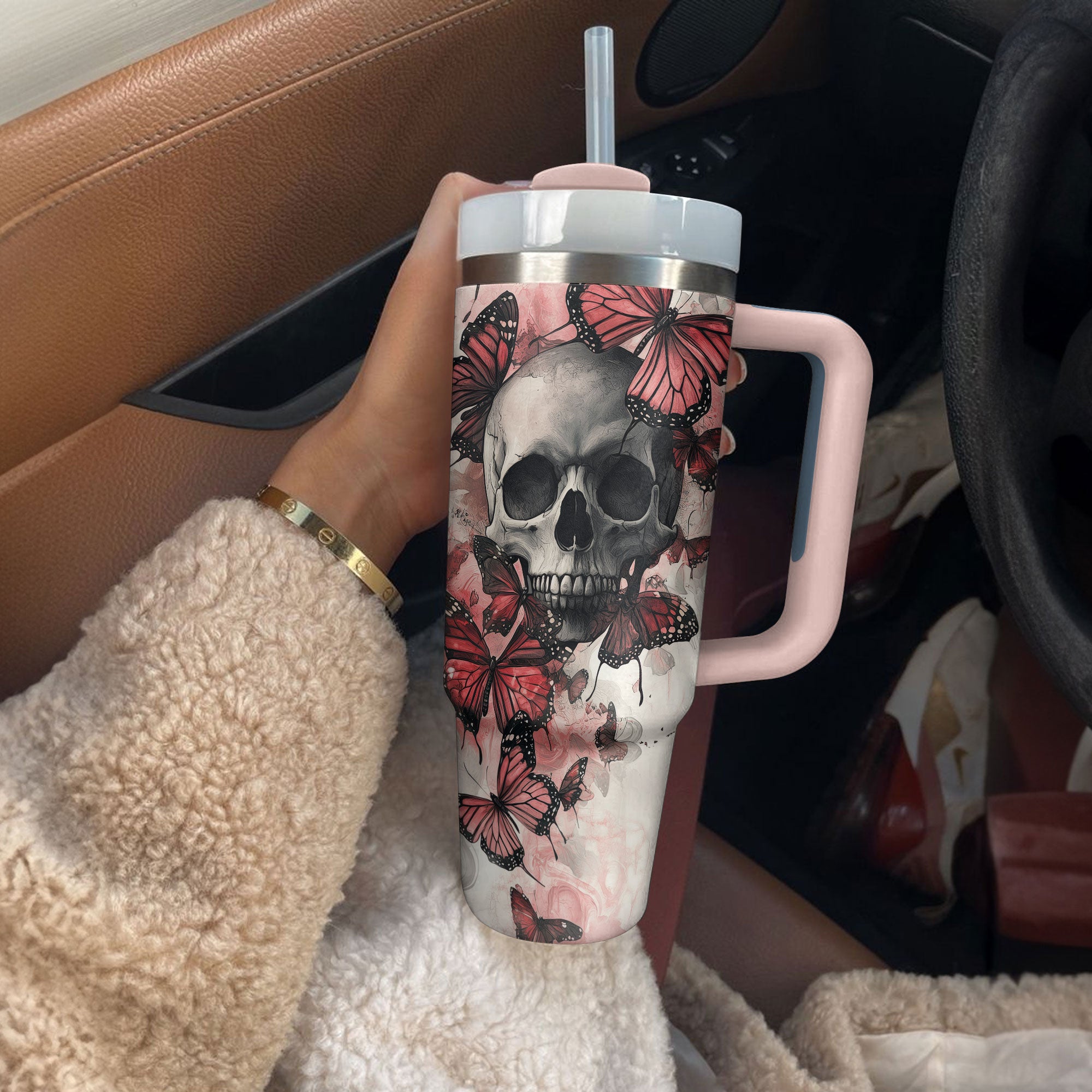 Skull And Butterfly Custom Stanley Cup 40 oz 30 oz Tumbler With HandleTVC2301306 - Image 4