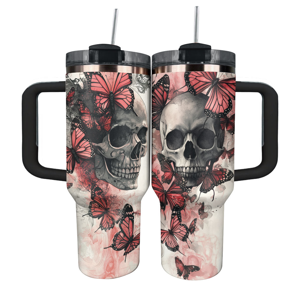 Skull And Butterfly Custom Stanley Cup 40 oz 30 oz Tumbler With HandleTVC2301306