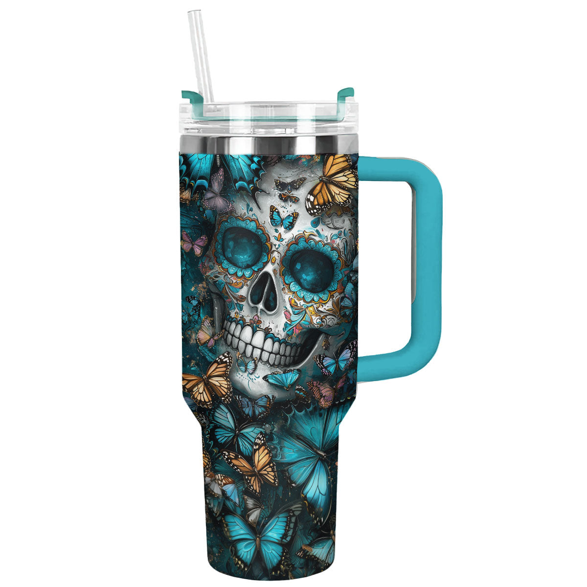 Skull And Butterfly Custom Stanley Cup 40 oz 30 oz Tumbler With HandleTVC2301307
