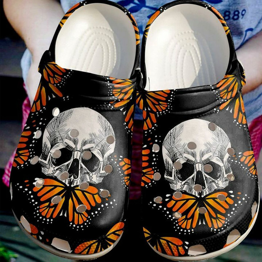 Skull And Monarch 102 Gift For Lover Rubber clog Shoes Comfy Footwear