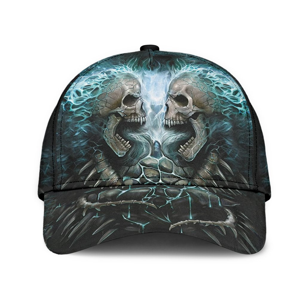 Skull Angry On Classic Cap Hat, 3D Full Printed Skull Cap Trucker Hats Custom Hats Gifts For Men & Women