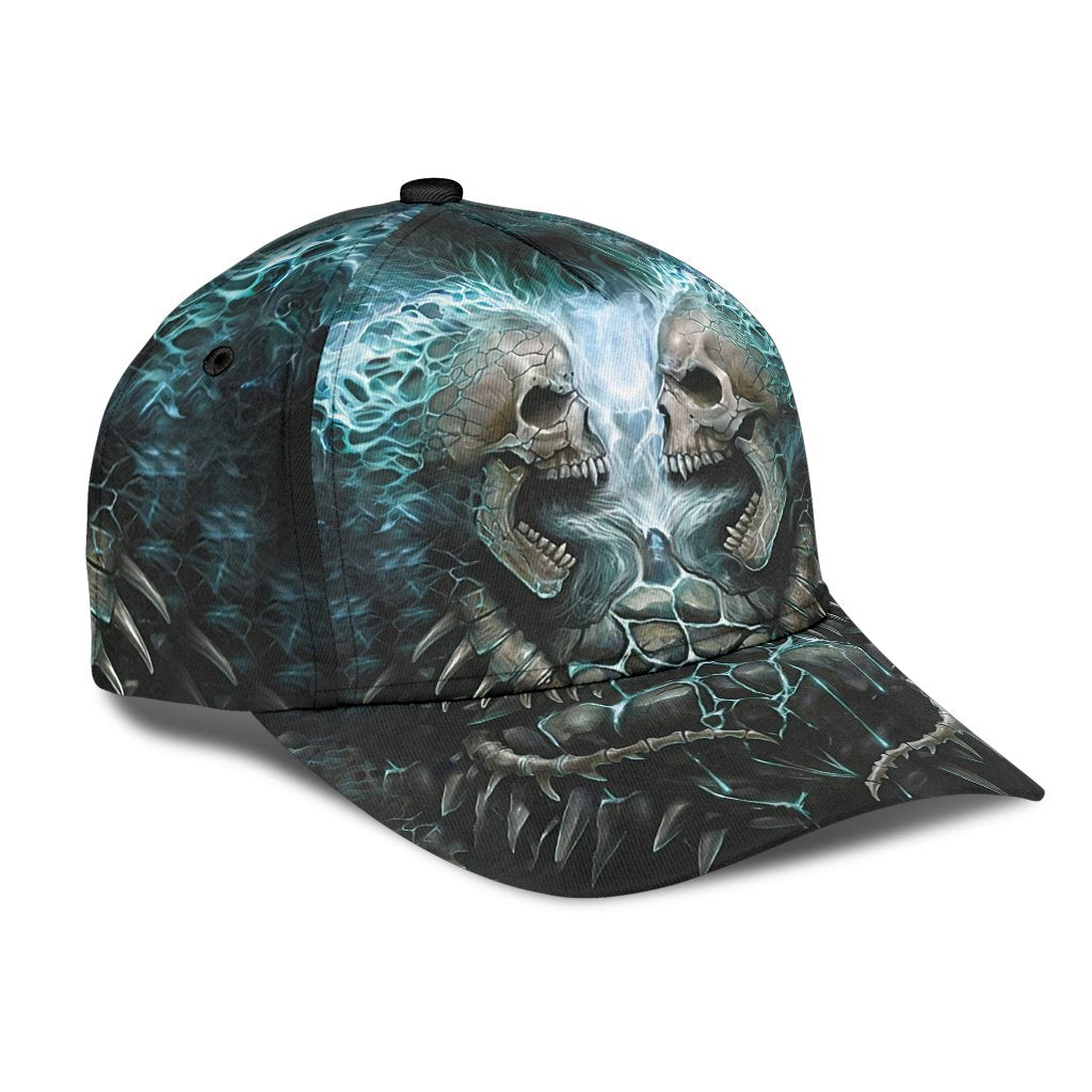Skull Angry On Classic Cap Hat, 3D Full Printed Skull Cap Trucker Hats Custom Hats Gifts For Men & Women