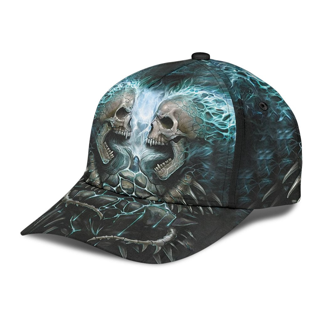 Skull Angry On Classic Cap Hat, 3D Full Printed Skull Cap Trucker Hats Custom Hats Gifts For Men & Women
