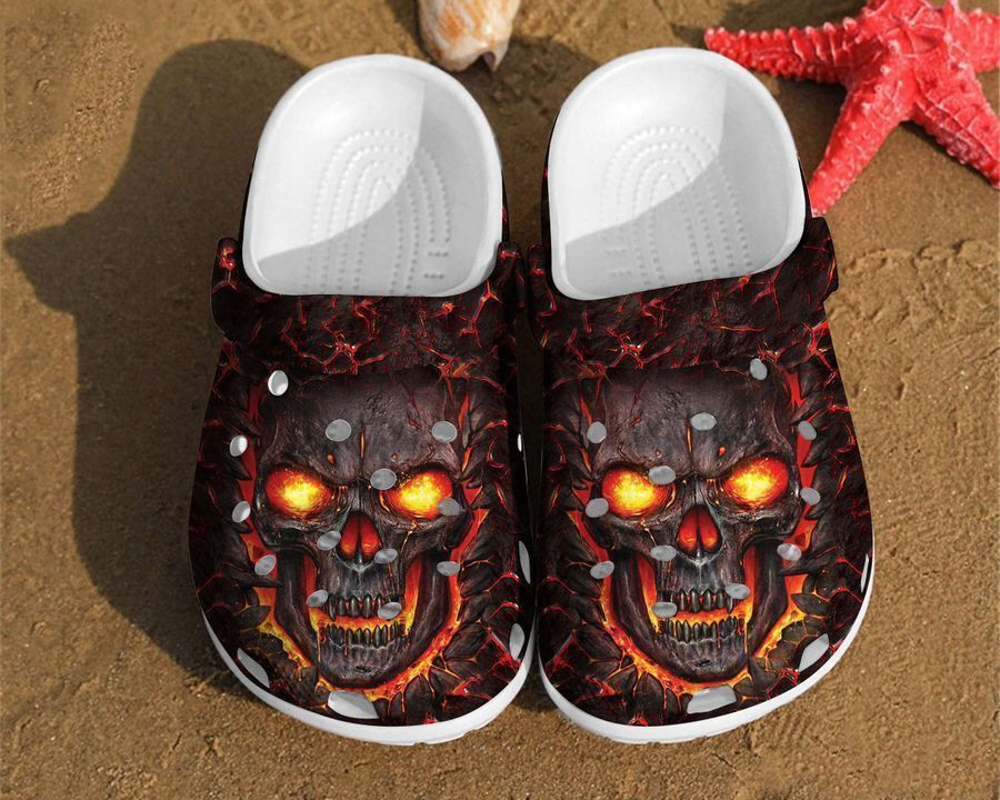 Skull Art Fire Motorcycle Lovers Gift For Motorcyclist Him Her Cool clog Shoes
