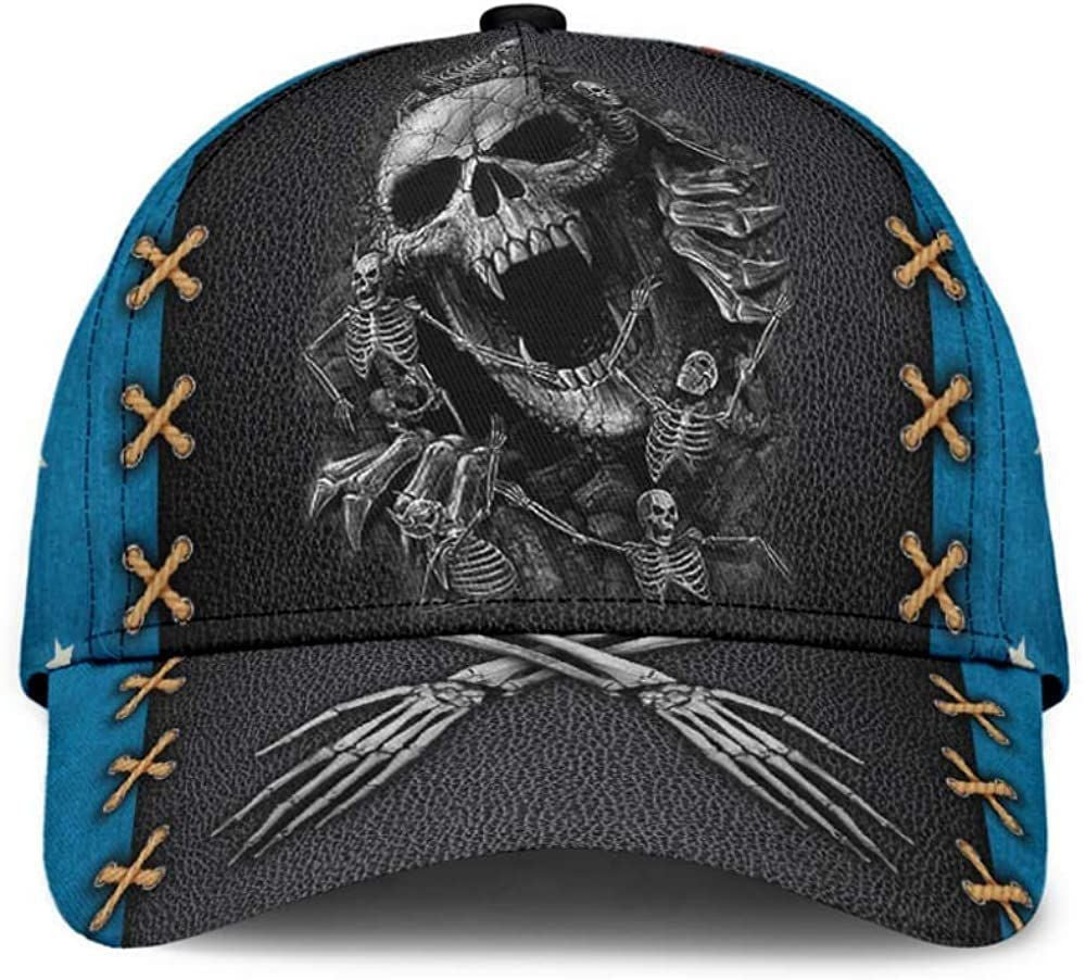 Skull Australian Flag Black Blue 3D Printed Unisex Hat Classic Cap, Snapback Cap, Baseball Cap Trucker Hats Custom Hats Gifts For Men & Women