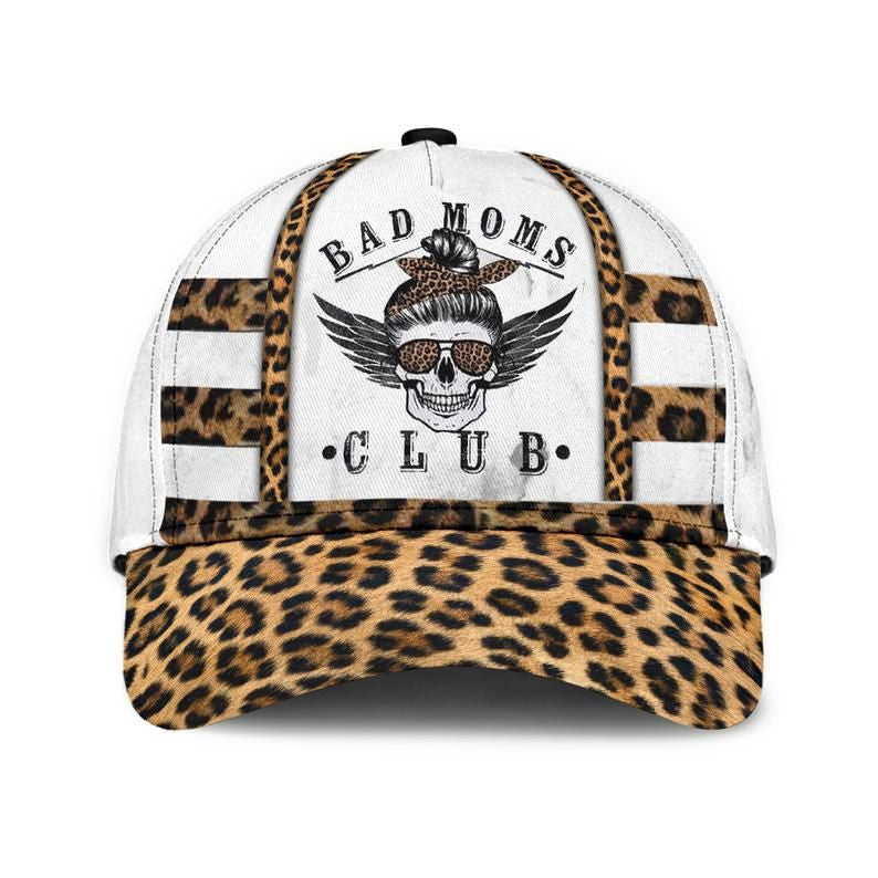 Skull Bad Moms Club Hat Classic Cap 3D Strapback Cap, Awareness Cap, Human Cap, Trending Cap, American Cap Trucker Hats Custom Hats Gifts For Men & Women