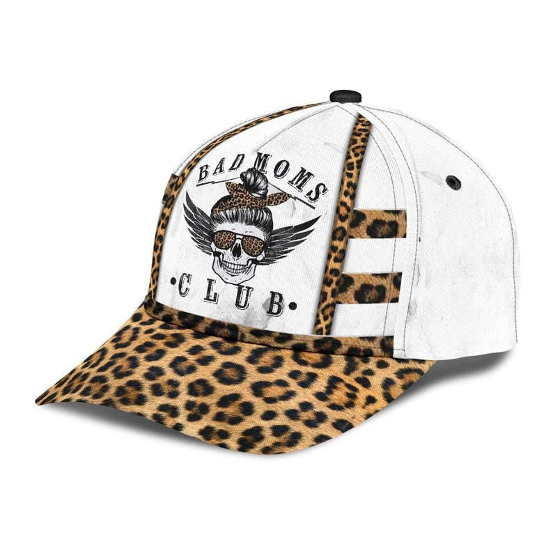 Skull Bad Moms Club Hat Classic Cap 3D Strapback Cap, Awareness Cap, Human Cap, Trending Cap, American Cap Trucker Hats Custom Hats Gifts For Men & Women