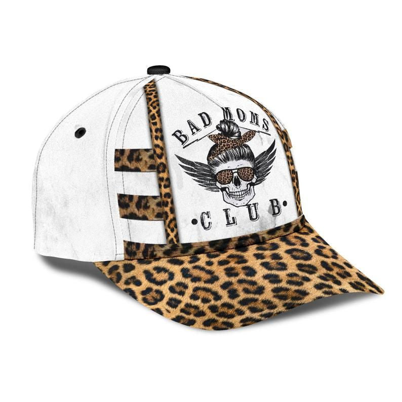 Skull Bad Moms Club Hat Classic Cap 3D Strapback Cap, Awareness Cap, Human Cap, Trending Cap, American Cap Trucker Hats Custom Hats Gifts For Men & Women