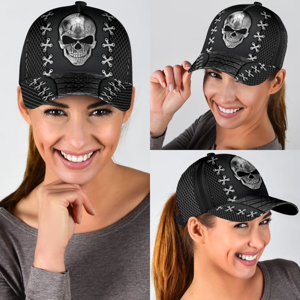 Skull Baseball Cap Skull Black Carbon Classic Hat Trucker Hats Custom Hats Gifts For Men & Women