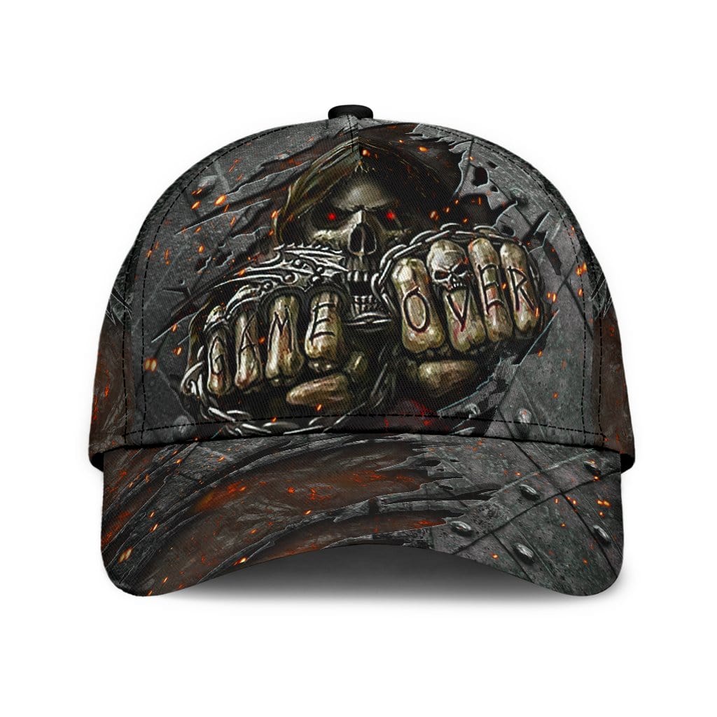 Skull Baseball Cap Skull Game Over Classic Hat Trucker Hats Custom Hats Gifts For Men & Women