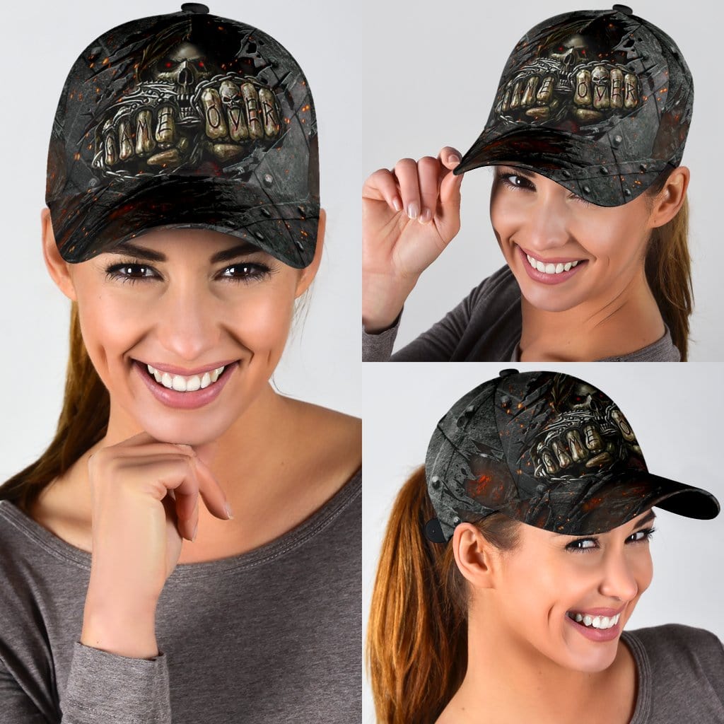 Skull Baseball Cap Skull Game Over Classic Hat Trucker Hats Custom Hats Gifts For Men & Women