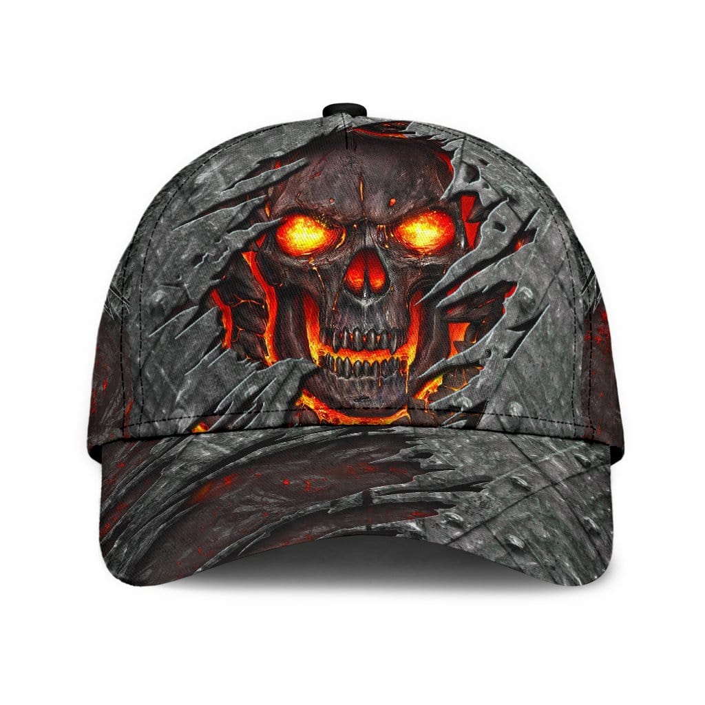 Skull Baseball Cap Skull Red Lava Classic Hat Trucker Hats Custom Hats Gifts For Men & Women