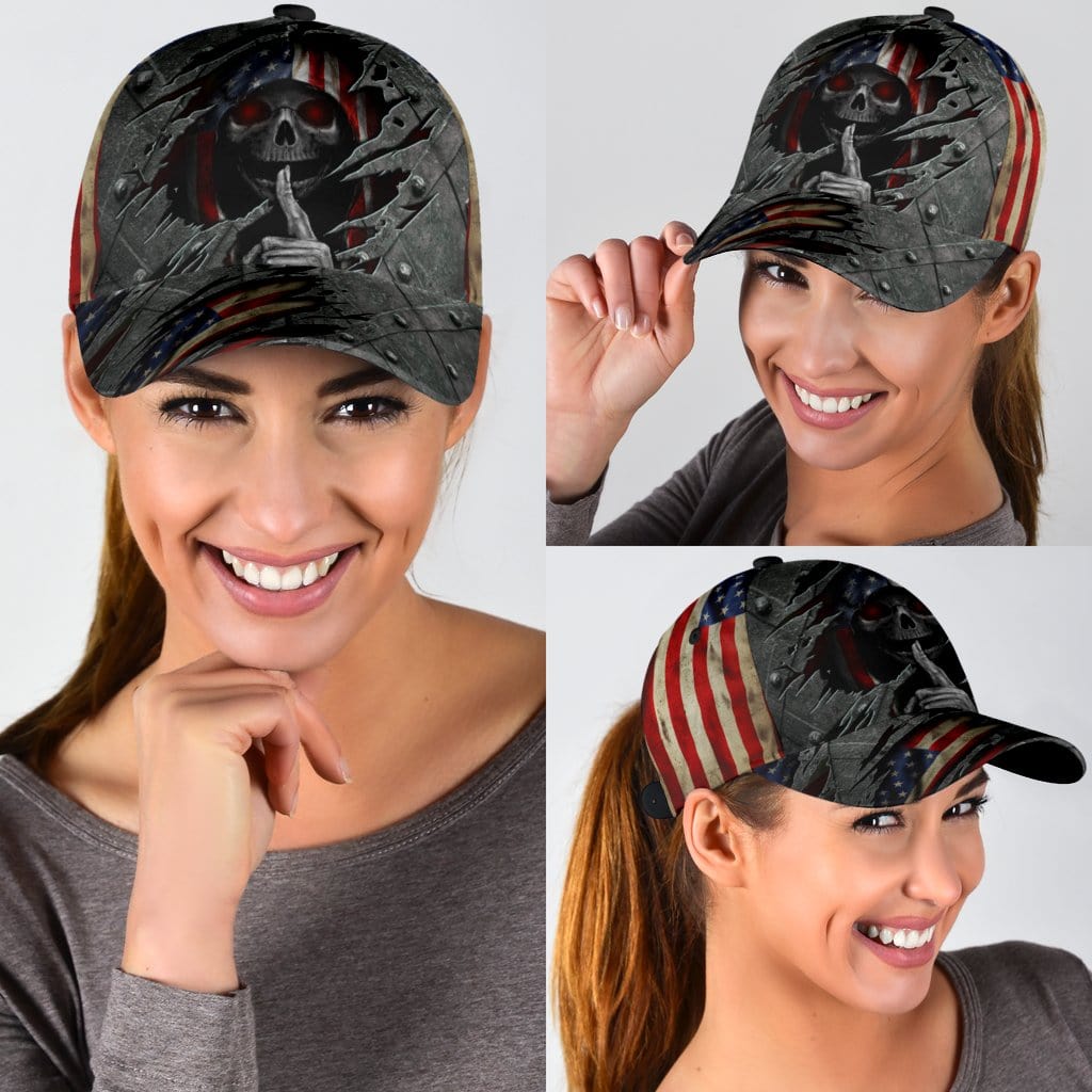 Skull Baseball Cap Skull Secret American Flag Classic Hat Trucker Hats Custom Hats Gifts For Men & Women