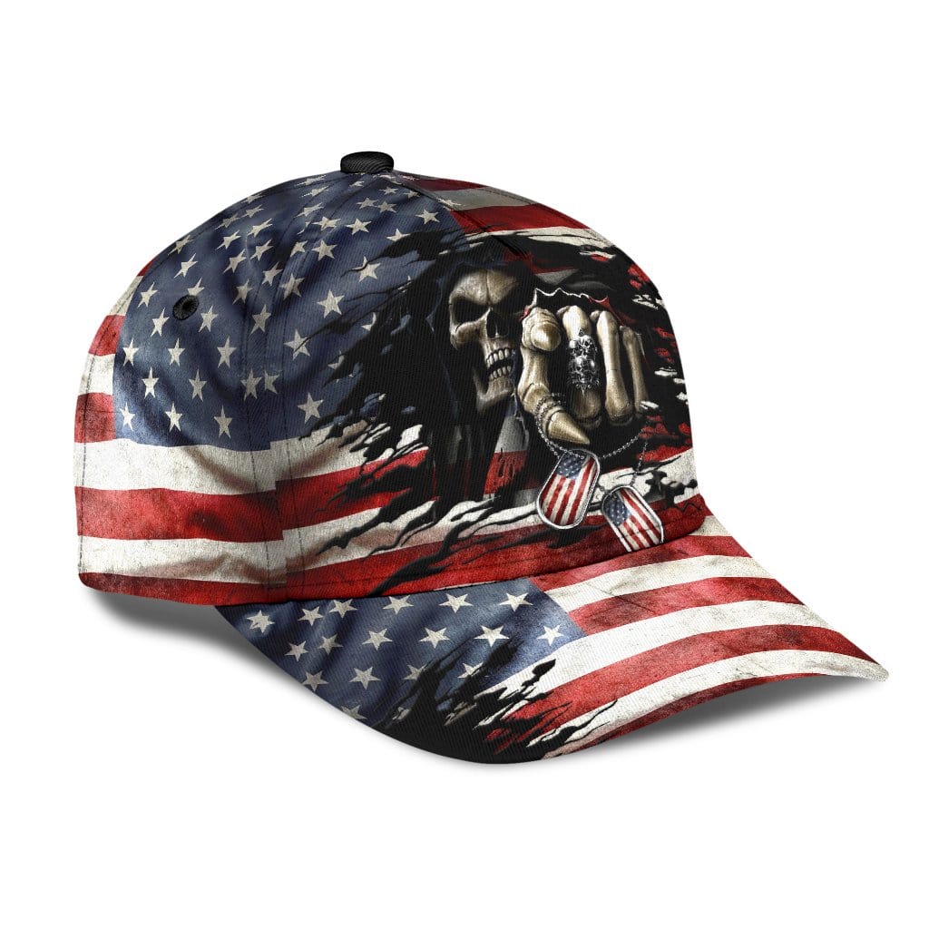 Skull Baseball Cap Skull US Flag Tag Classic Hat Trucker Hats Custom Hats Gifts For Men & Women