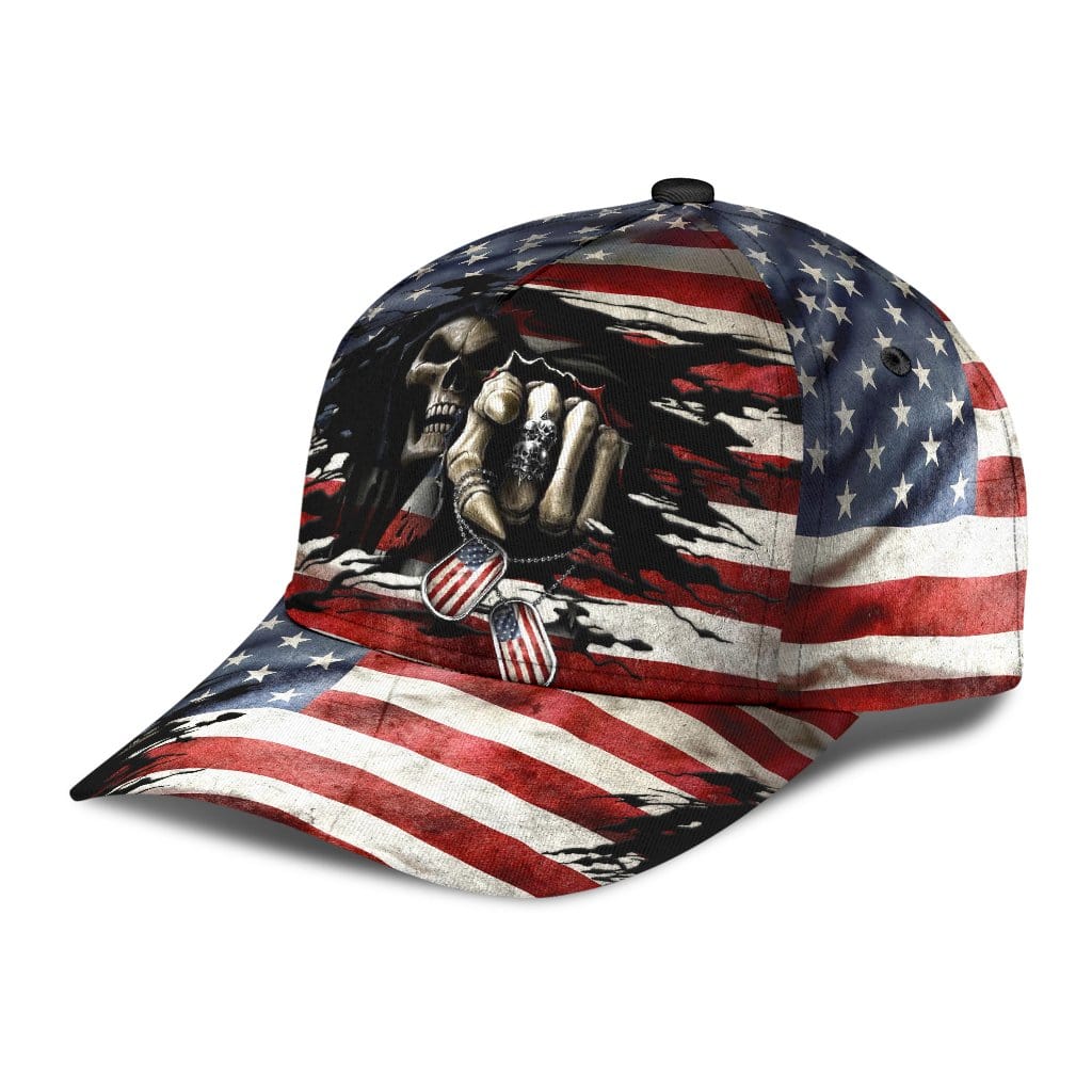 Skull Baseball Cap Skull US Flag Tag Classic Hat Trucker Hats Custom Hats Gifts For Men & Women
