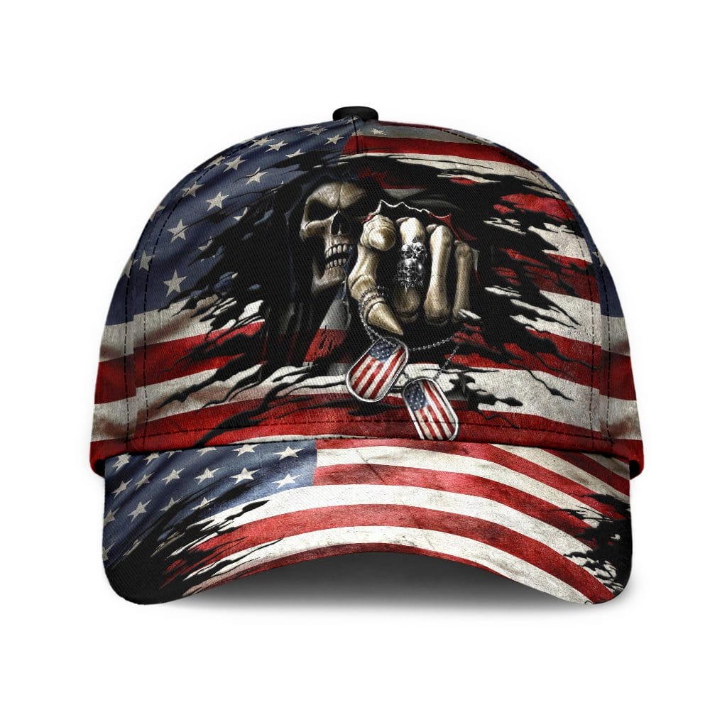 Skull Baseball Cap Skull US Flag Tag Classic Hat Trucker Hats Custom Hats Gifts For Men & Women