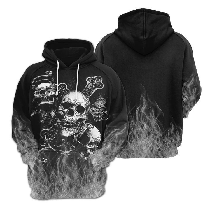 Skull Black Smoke 3D All Over Print Hoodie, Zip Hoodie