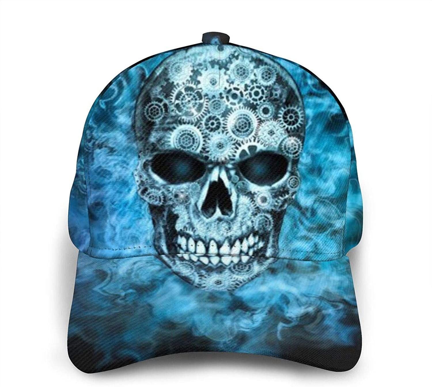 Skull Blue Flaming Skull Adjustable Snapback Unisex 3D Printed Baseball Cap Trucker Hats Sports Hat Trucker Hats Custom Hats Gifts For Men & Women