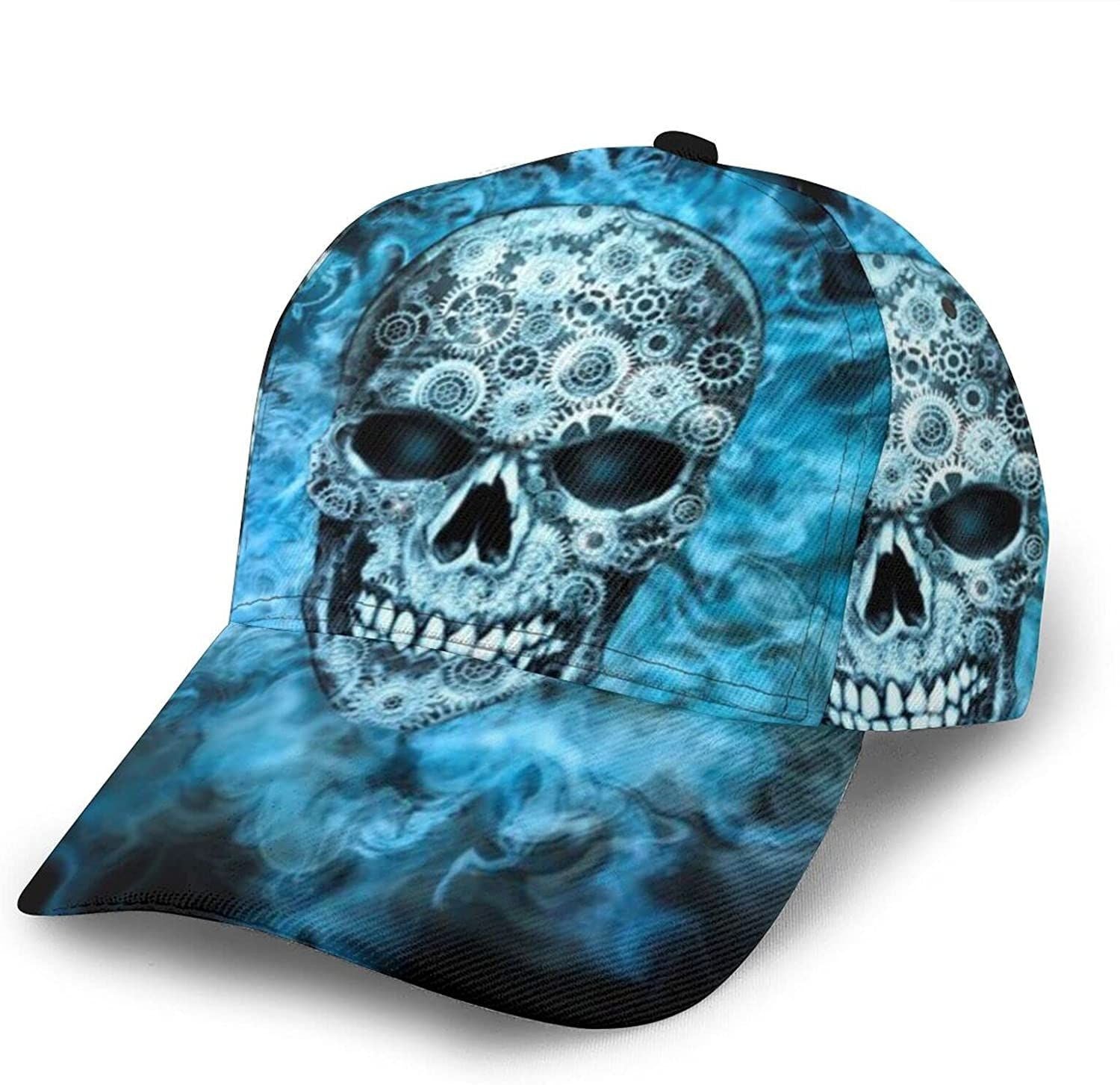 Skull Blue Flaming Skull Adjustable Snapback Unisex 3D Printed Baseball Cap Trucker Hats Sports Hat Trucker Hats Custom Hats Gifts For Men & Women