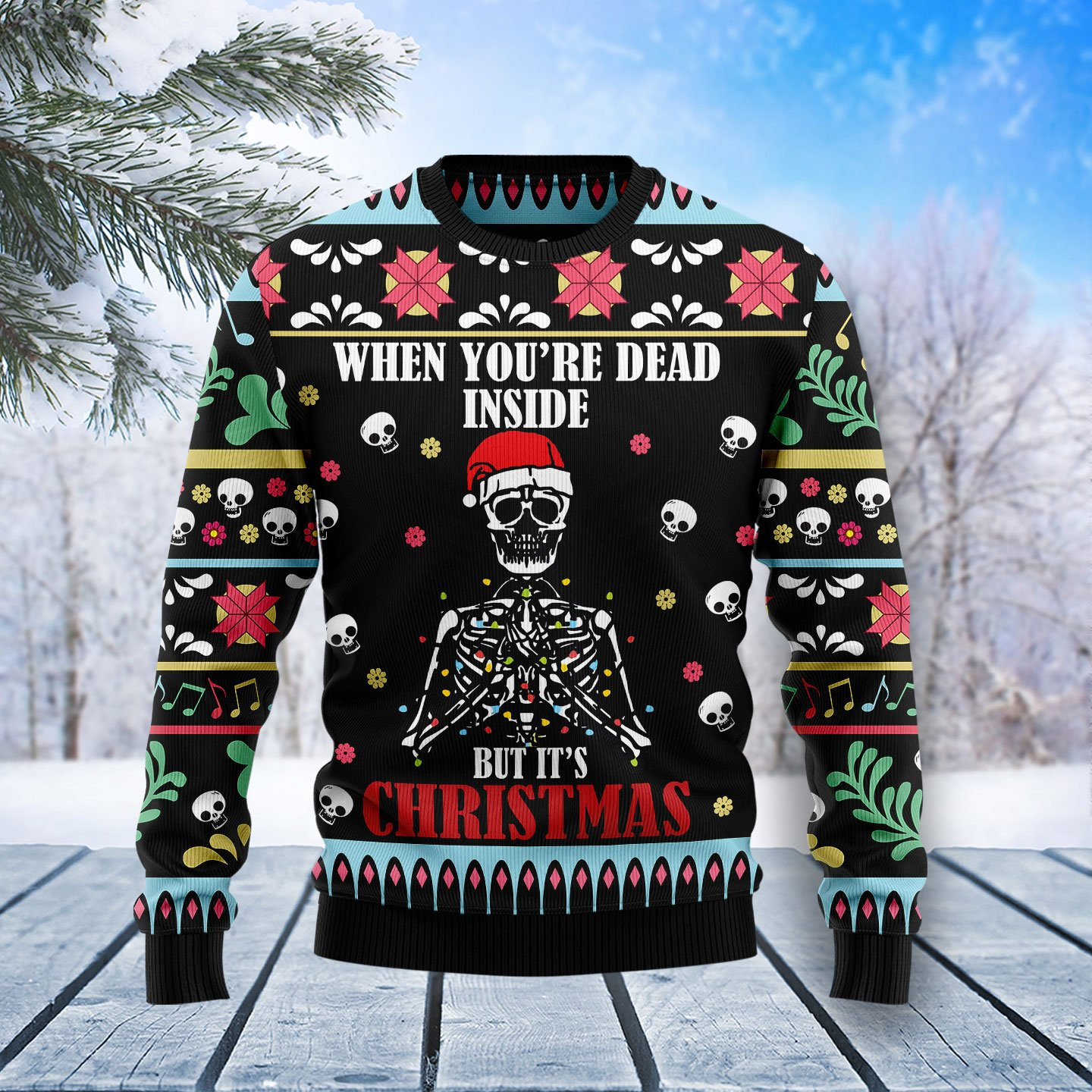 Skull Christmas Inside Ugly Christmas Sweater Adult 3D Funny Matching for family