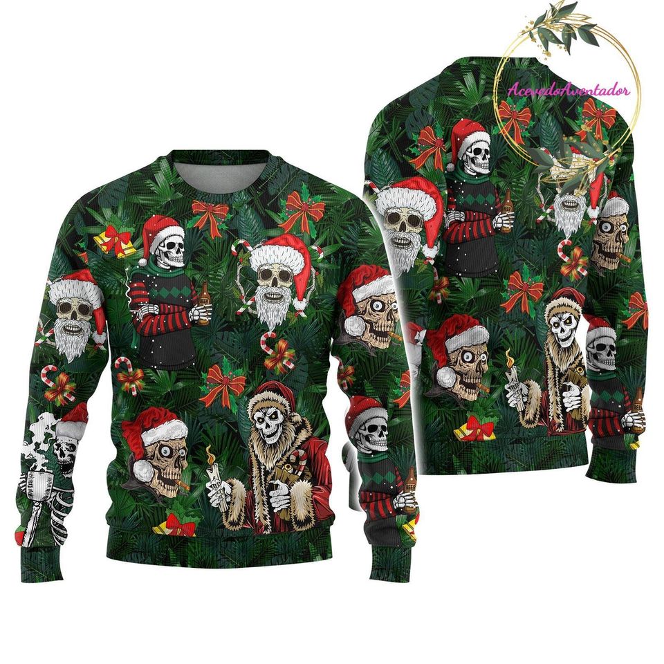 Skull Christmas Sweater, Funny Christmas Sweater