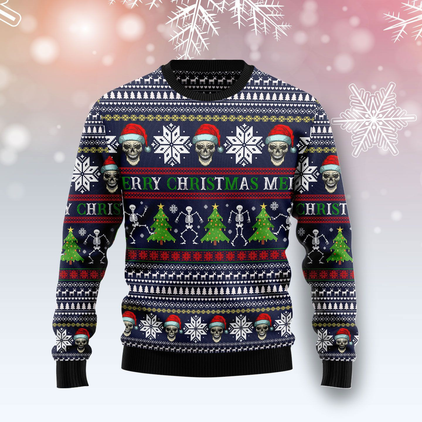 Skull Christmas Ugly Christmas Sweater Adult 3D Funny Matching for family