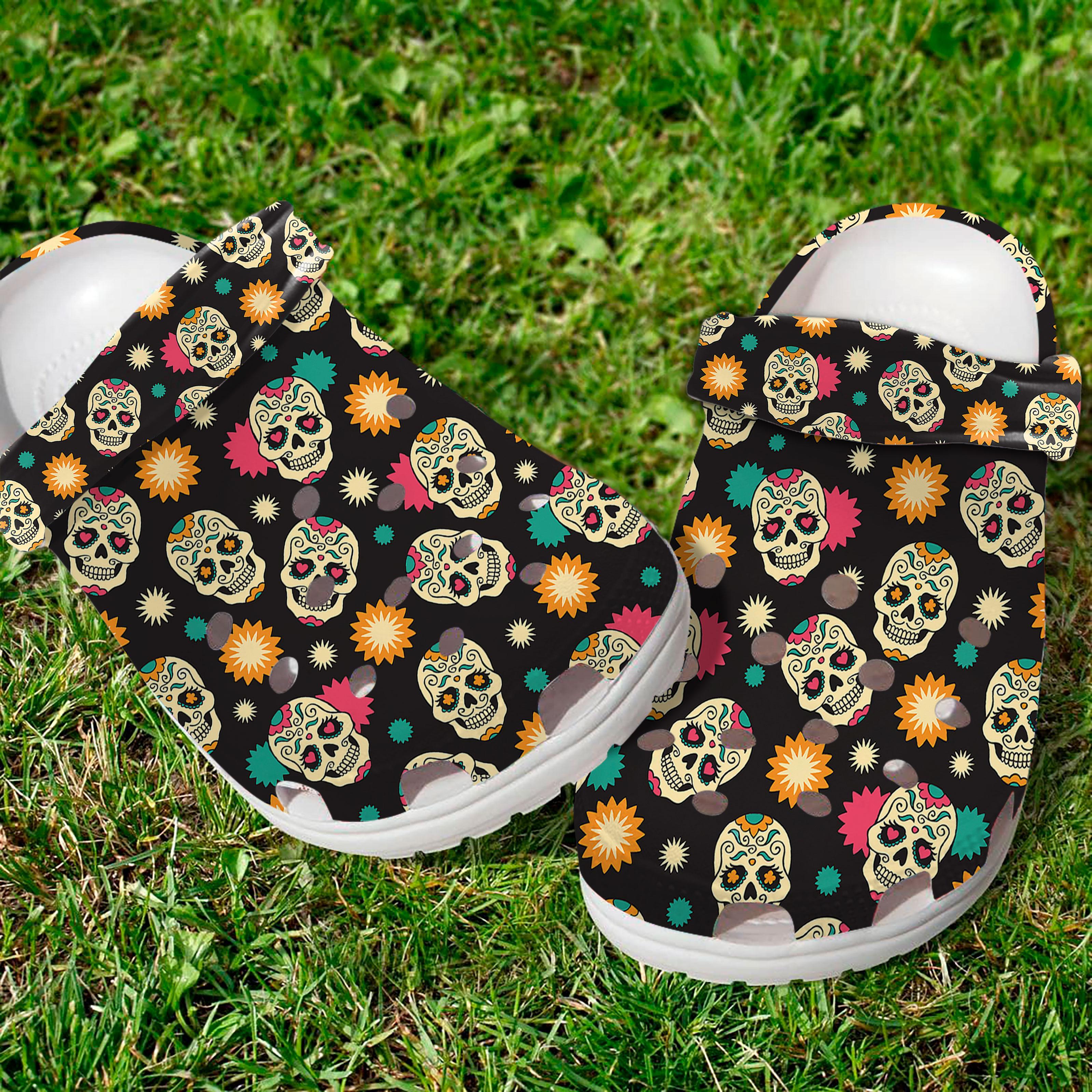 Skull Collection Crocs Crocband Clogs Shoes Comfortable For Men Women and Kids