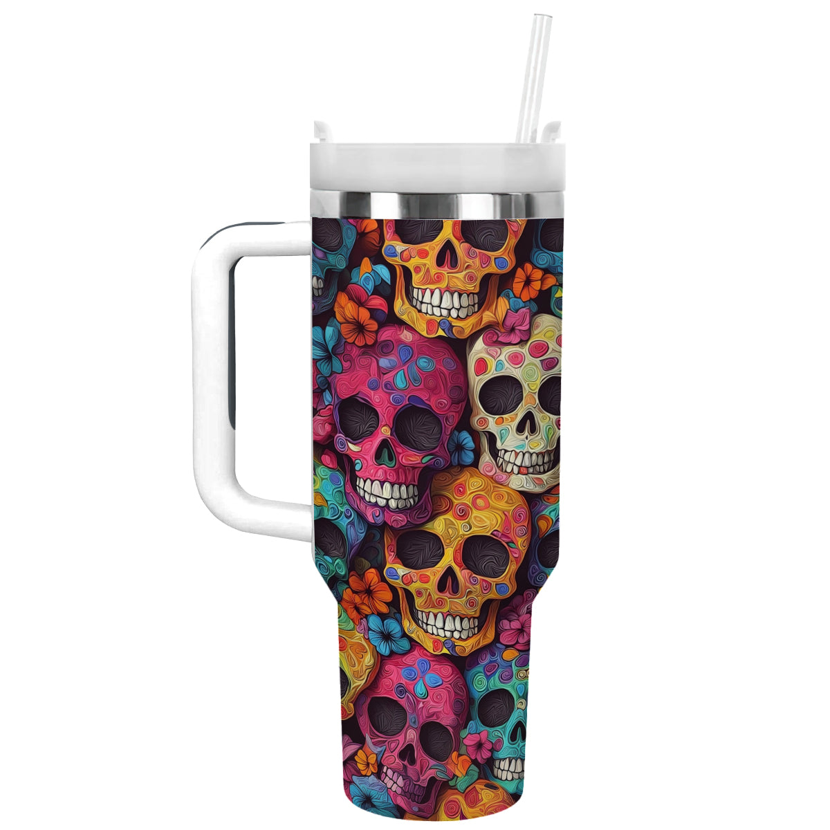 Skull Colorful Custom Stanley Cup 40 oz 30 oz Tumbler With HandleTVC2301305