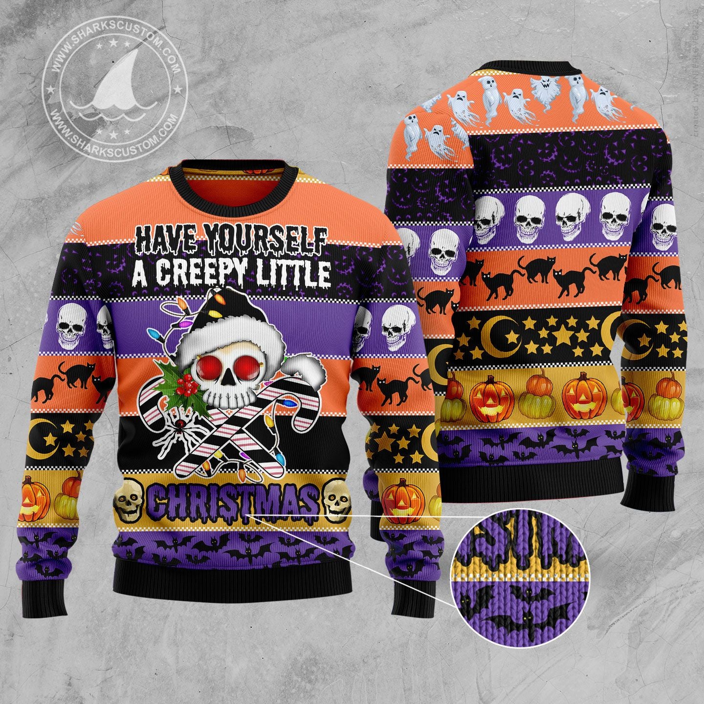 Skull Creepy Christmas Ugly Christmas Sweater - Image 3
