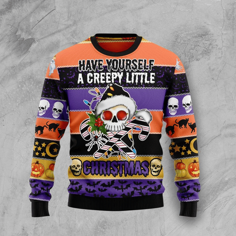 Skull Creepy Halloween Ugly Christmas Sweater Adult 3D Funny Matching for family