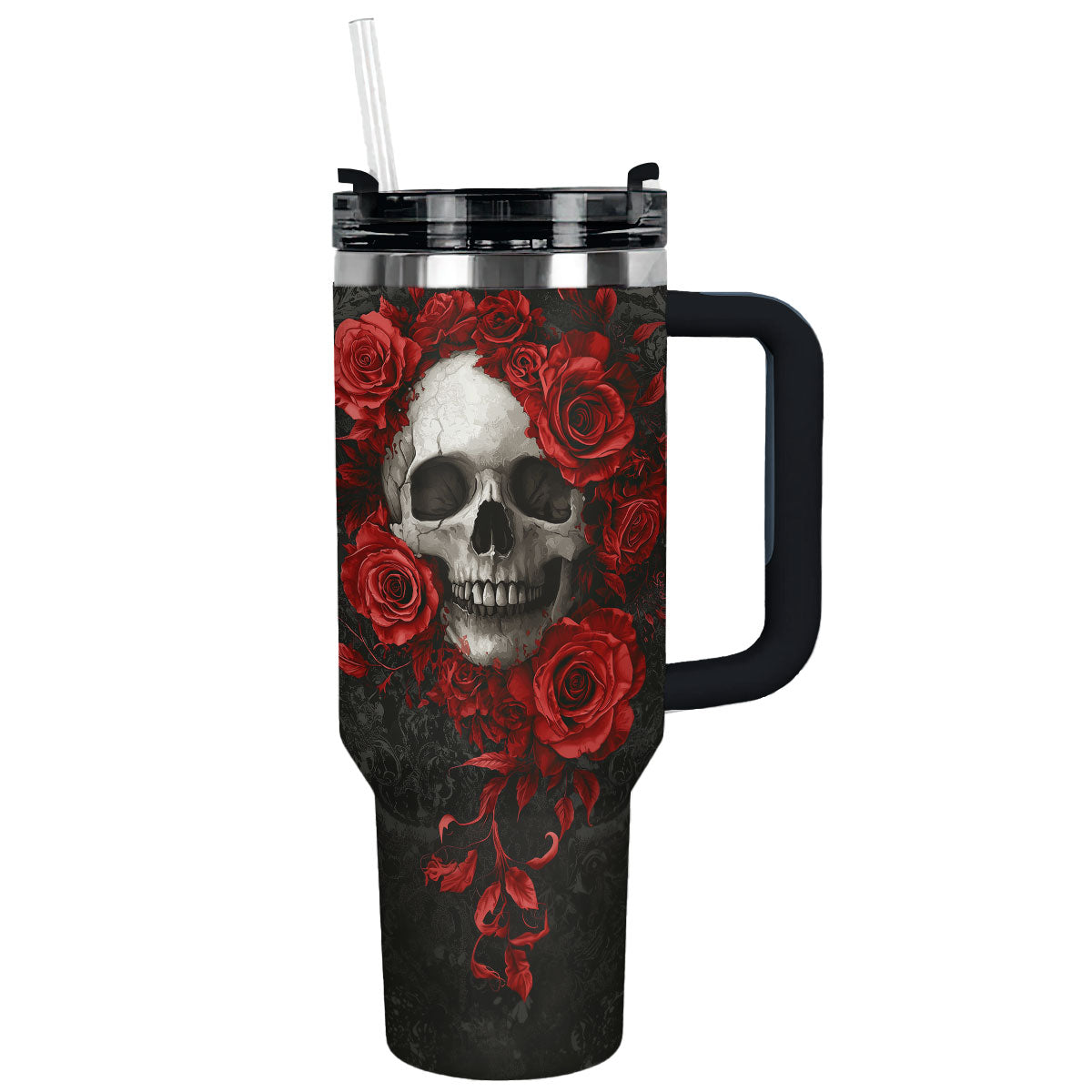Skull Crimson Bloom Custom Stanley Cup 40 oz 30 oz Tumbler With HandleTVC2301308