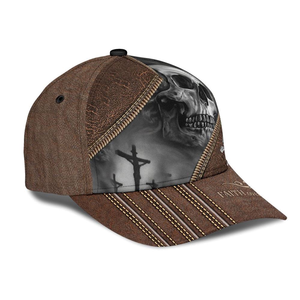 Skull Faith Over Fear Classic Baseball Cap Hat  Trucker Hats Custom Hats Gifts For Men & Women