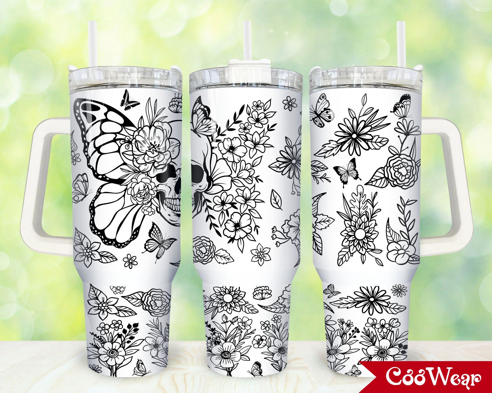 Skull Floral and Butterfly Custom Stanley Cup 40 oz 30 oz Tumbler With HandleTVC2301858