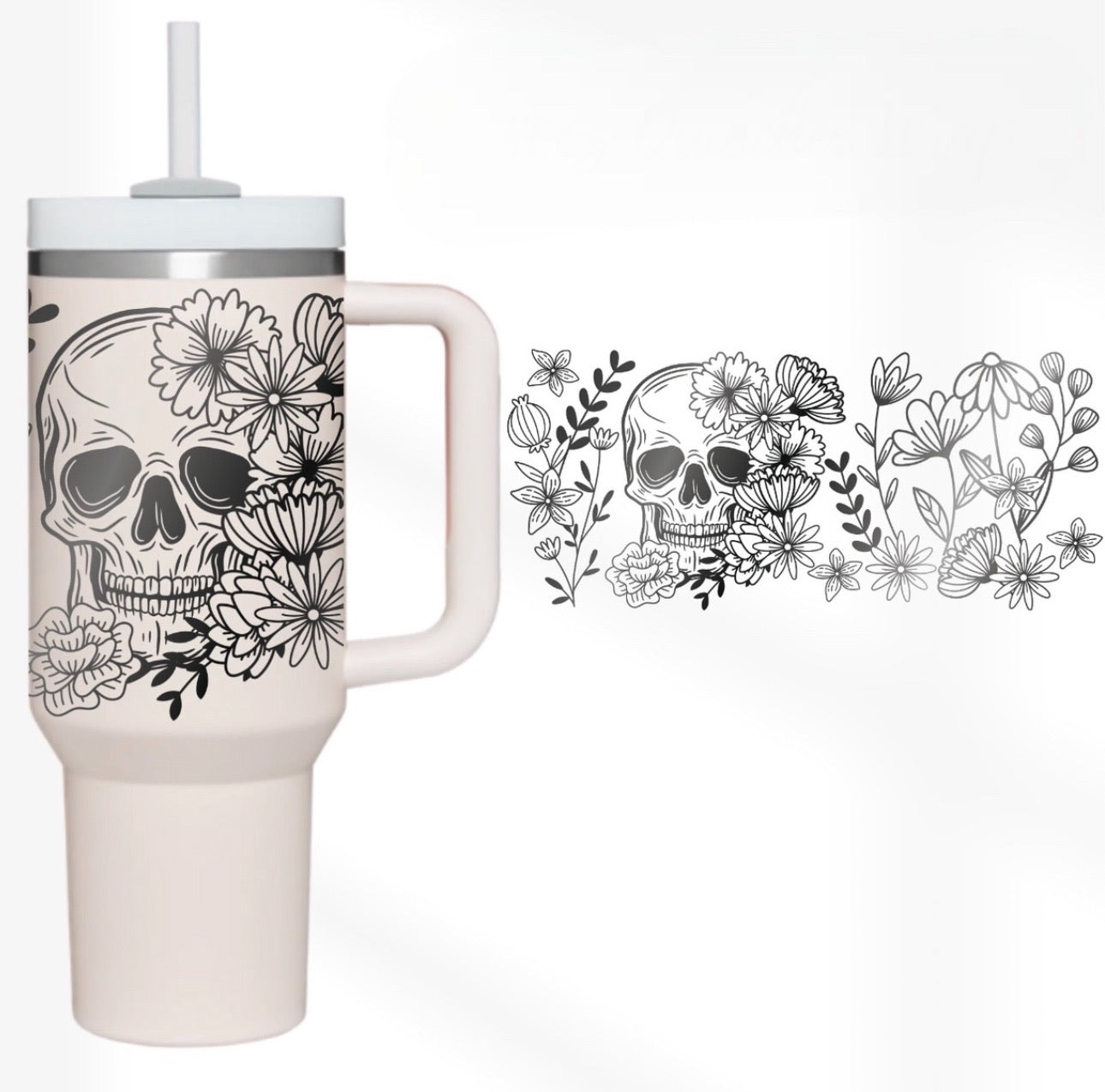 Skull Flower Custom Stanley Cup 40 oz 30 oz Tumbler With HandleTVC2301747