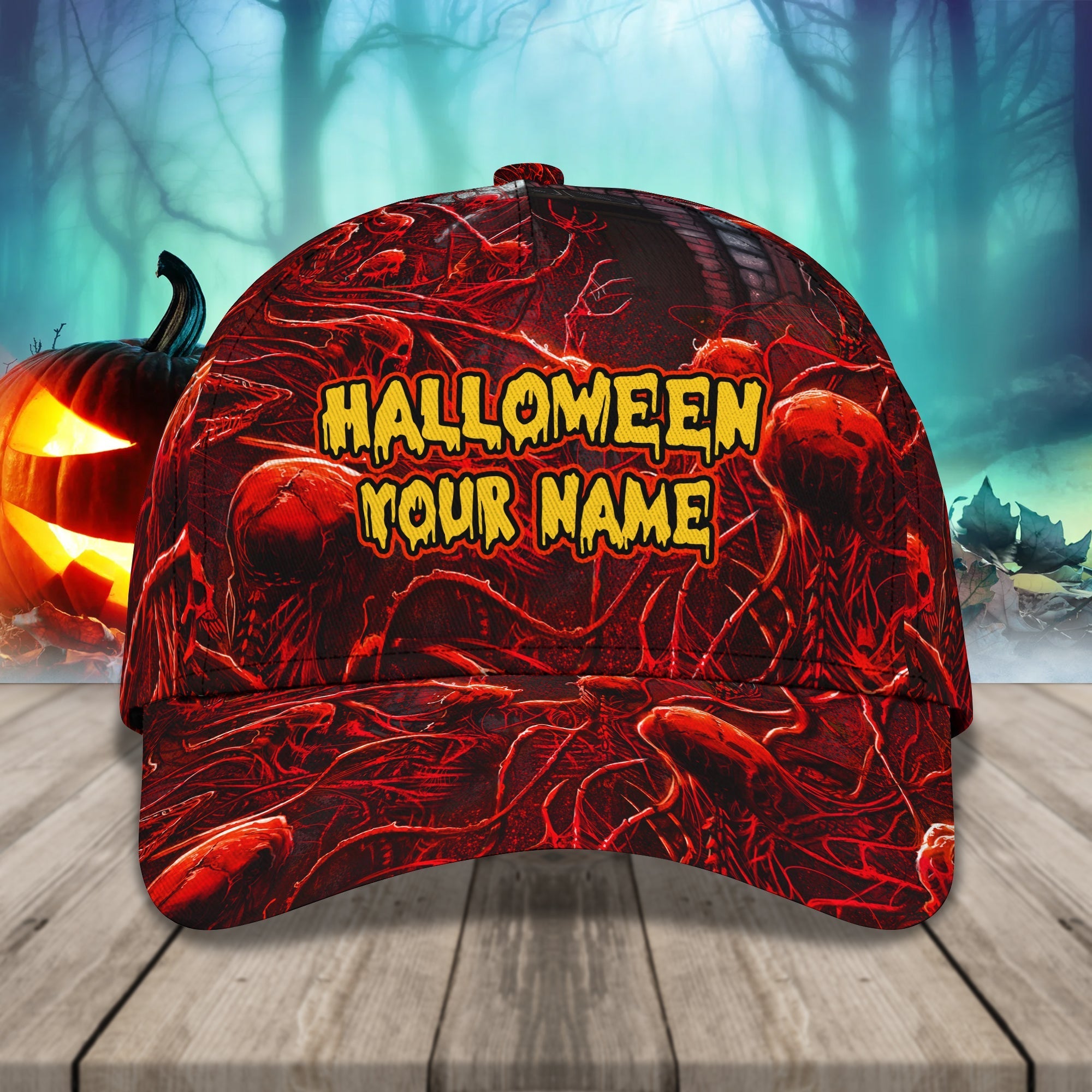 Skull Halloween Hats Custom Name Baseball Cap 3D, Hat with Adjustable Snap For Mens Women Trucker Hats Custom Hats Gifts For Men & Women