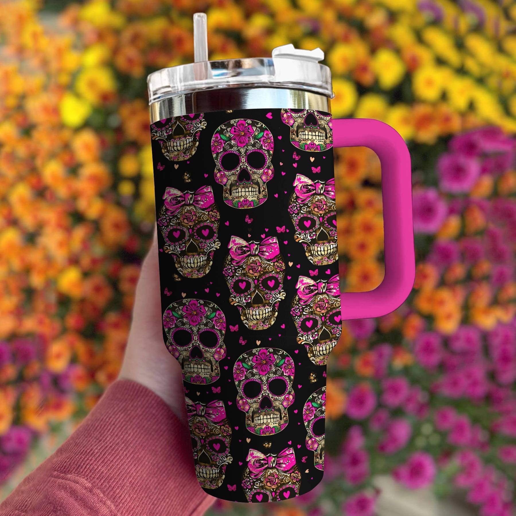 Skull Happy Valentines Custom Stanley Cup 40 oz 30 oz Tumbler With HandleTVC2301780 - Image 2