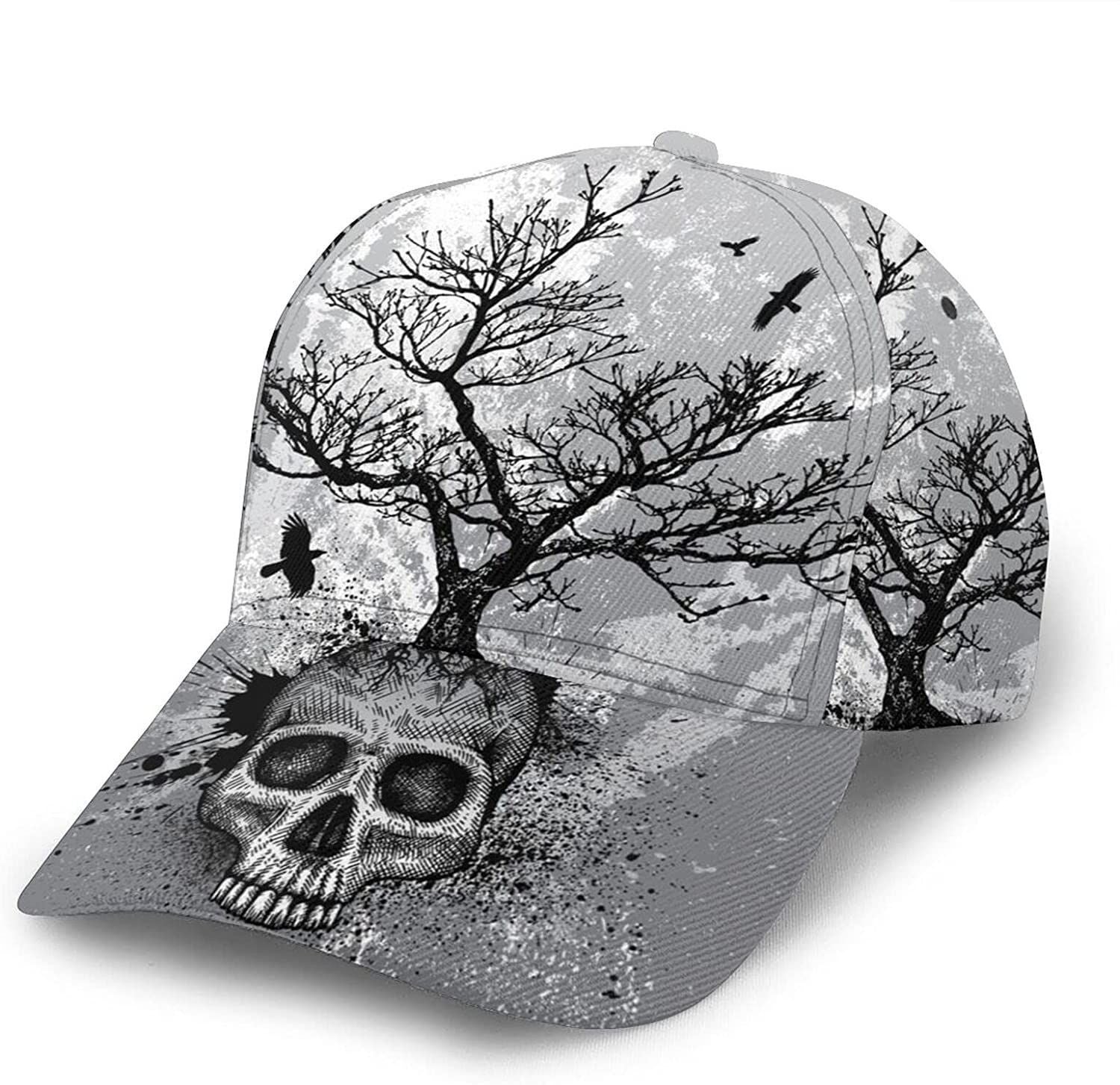 Skull Head Print Casual Baseball 3D Cap Adjustable Twill Sports Dad Hats for Unisex Trucker Hats Custom Hats Gifts For Men & Women