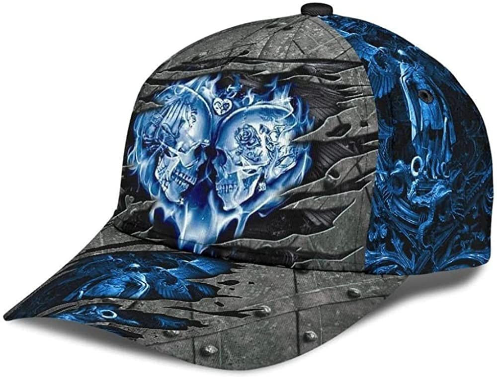 Skull Heart Blue Iron Attractive Style 3D Printed Unisex Hat Classic Cap Trucker Hats Custom Hats Gifts For Men & Women