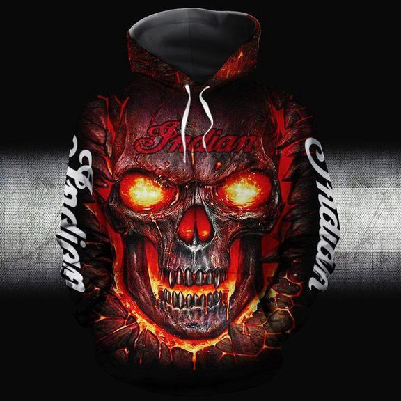 Skull Indian Motorcycle 3D All Over Print Hoodie, Zip Hoodie