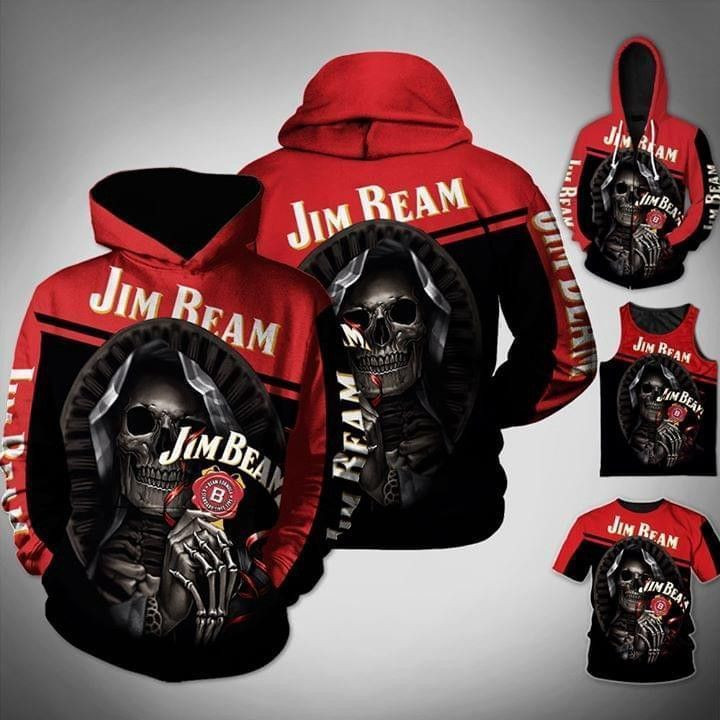 Skull Jim Beam Wine 3D All Over Print Hoodie, Zip Hoodie