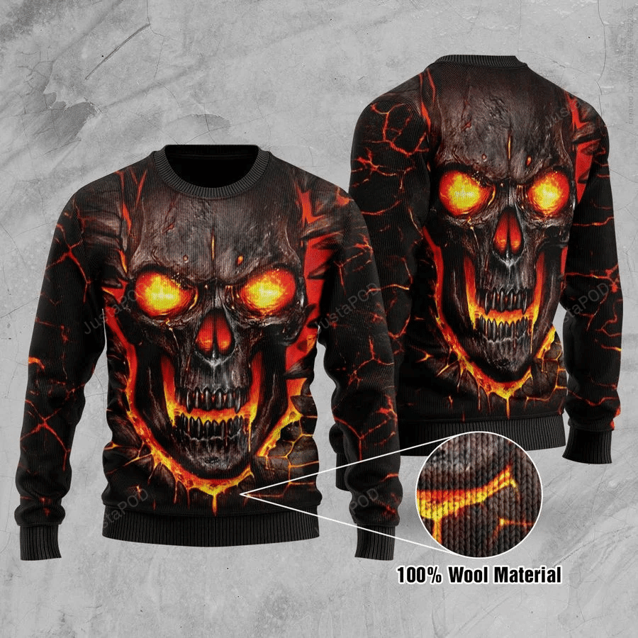 Skull Lava Light Ugly Christmas Sweater Adult 3D Funny Matching for family