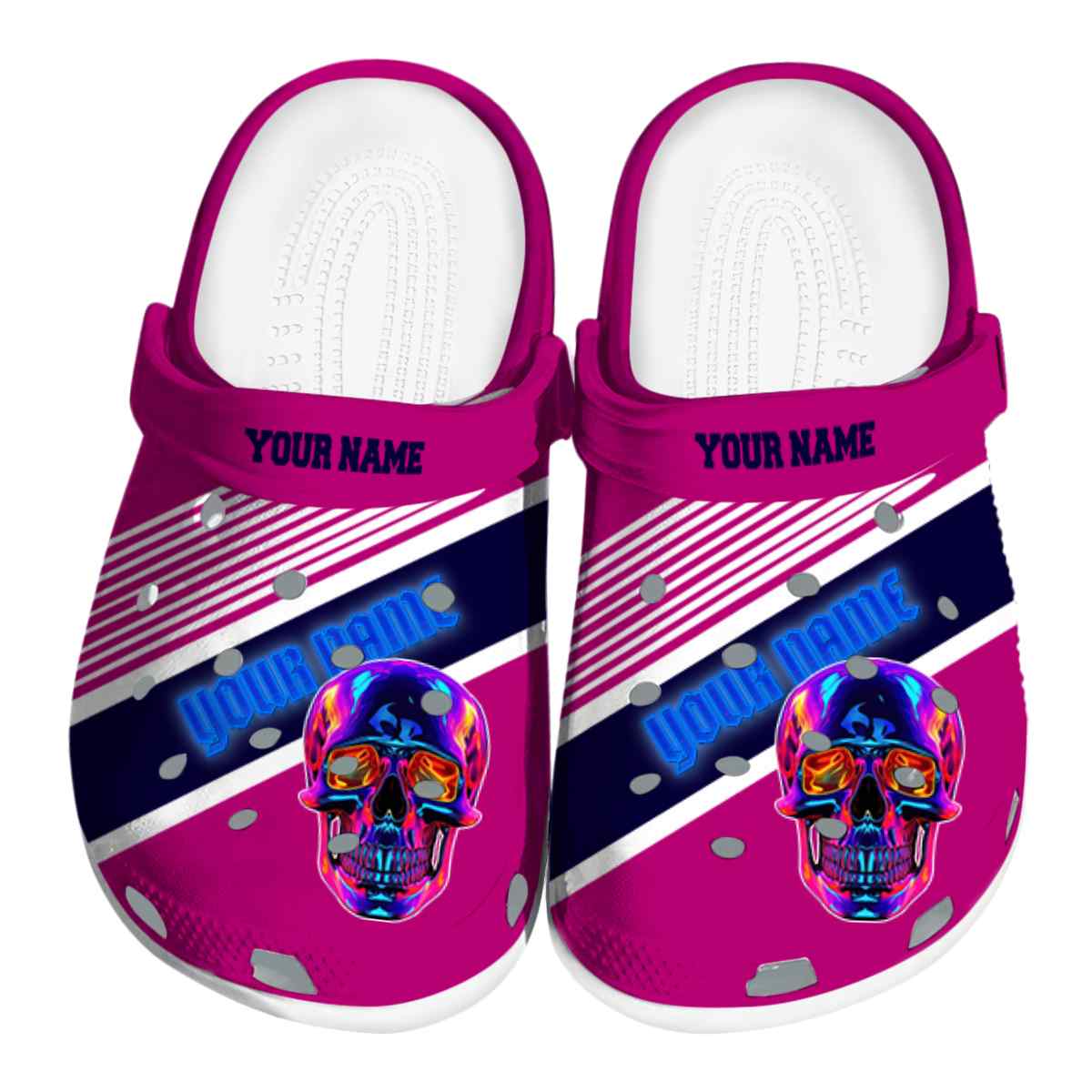 Skull Neon Crocs Crocband Clogs Shoes Comfortable For Men Women and Kids