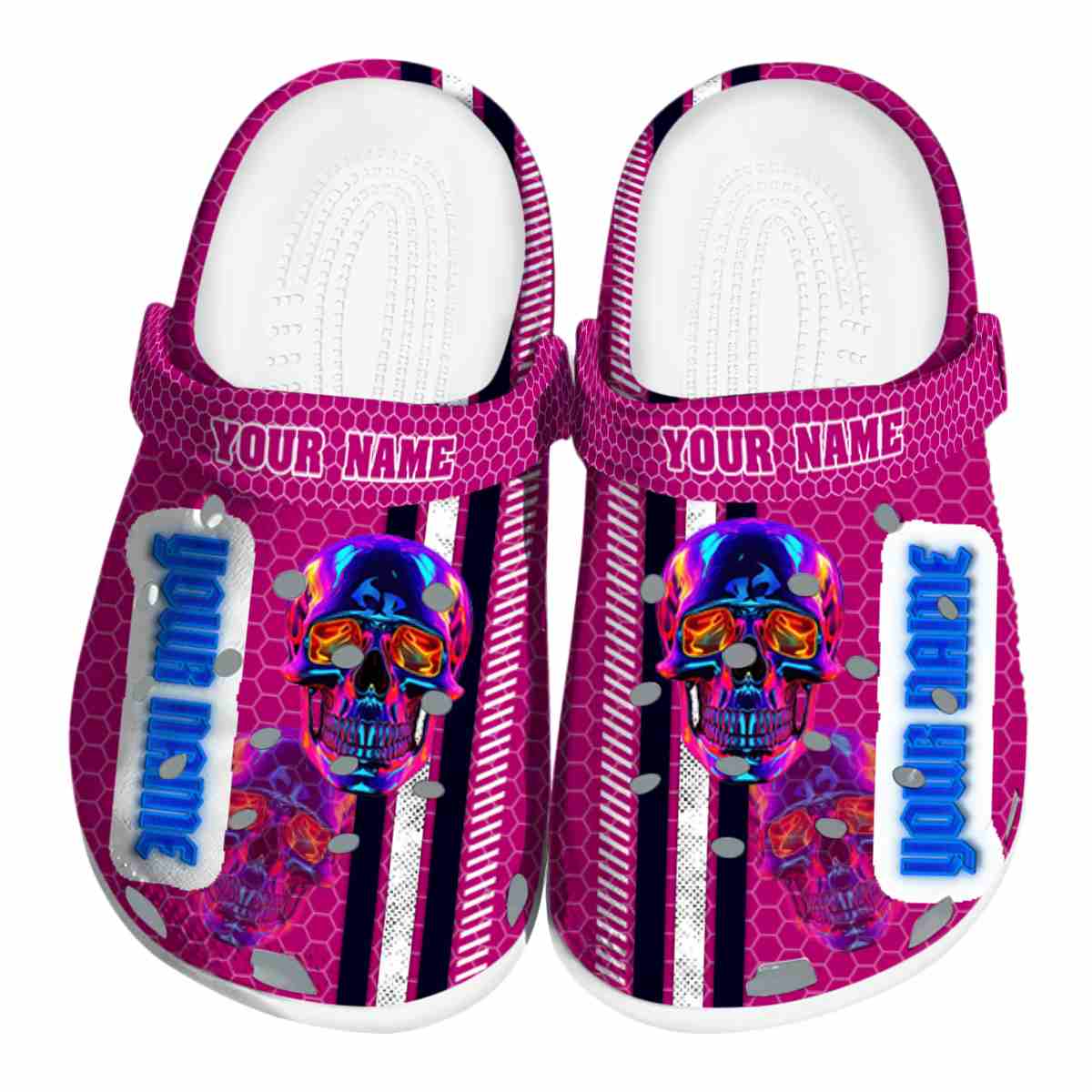 Skull Neon Crocs Crocband Clogs Shoes Comfortable For Men Women and Kids