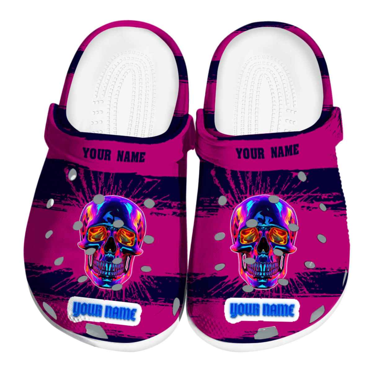 Skull Neon Crocs Crocband Clogs Shoes Comfortable For Men Women and Kids