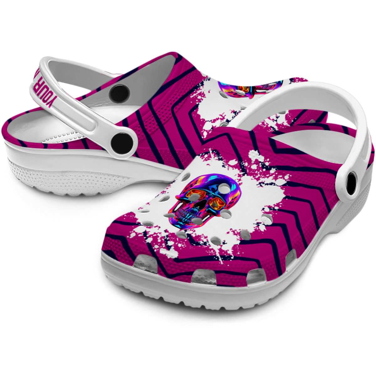 Skull Neon Crocs Crocband Clogs Shoes Comfortable For Men Women and Kids - Image 3