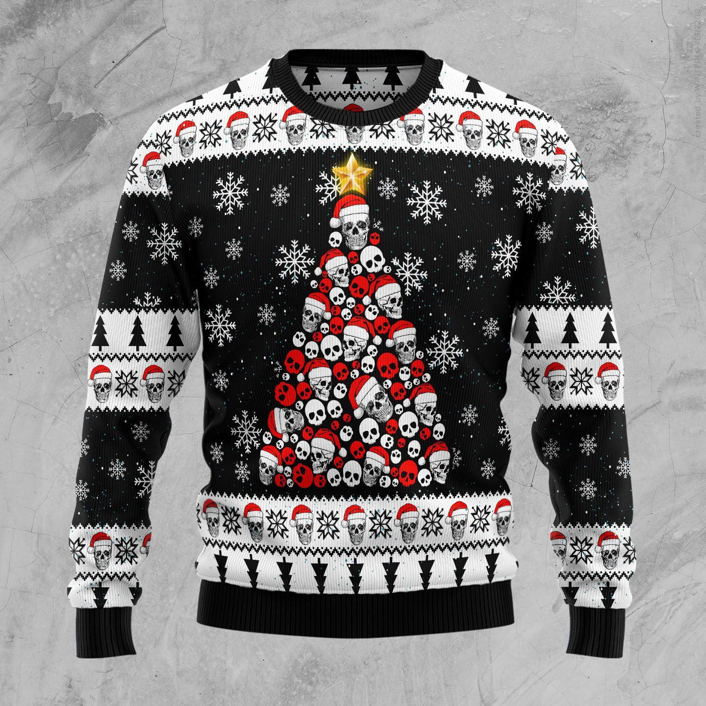 Skull Pine Tree Ugly Christmas Sweater Adult 3D Funny Matching for family